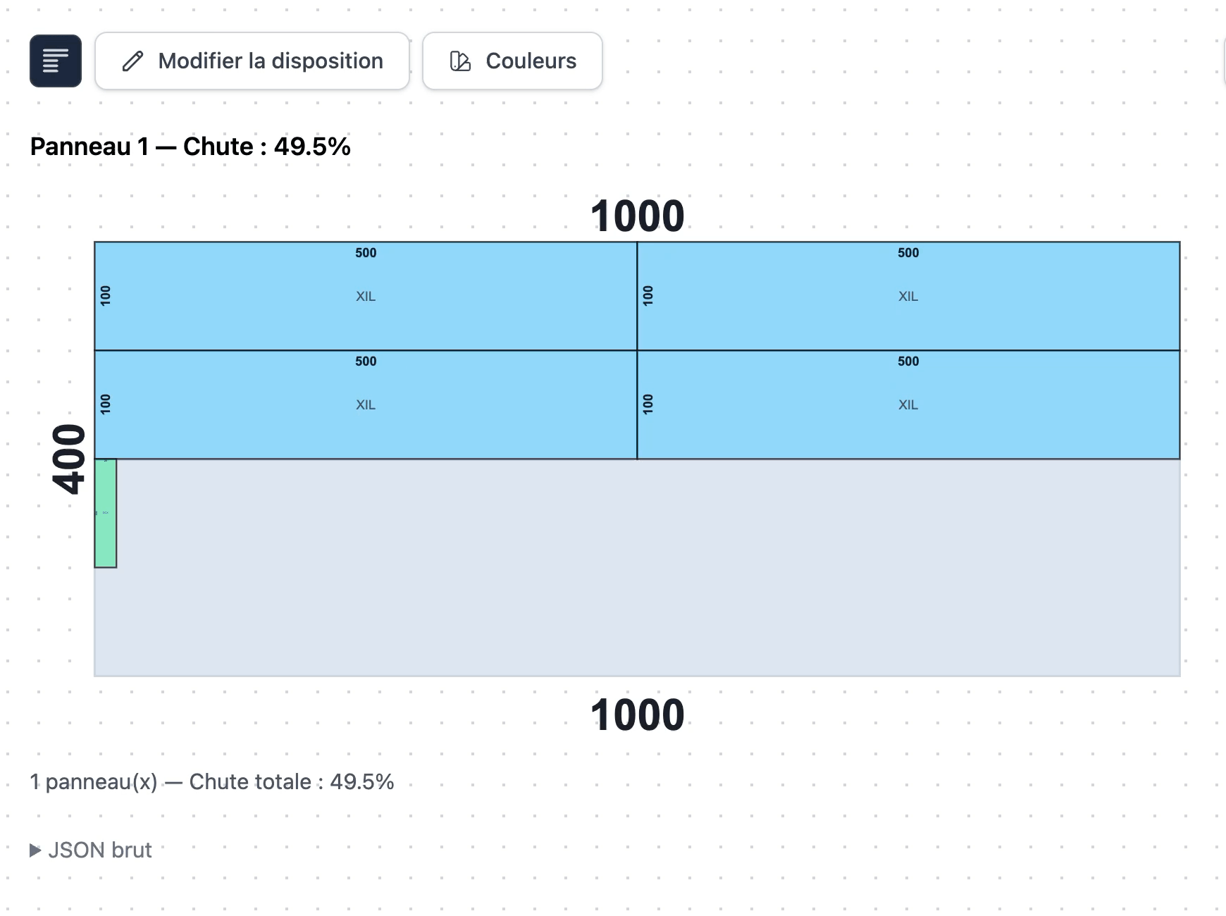 Glisser-déposer des blocs pour repositionner les pièces sur le plan de découpe